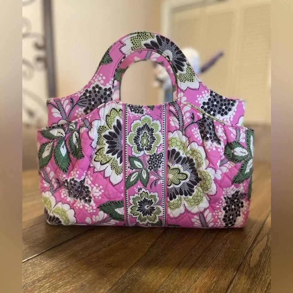Vera Bradley Abby Priscilla Pink Green 12177-124 Satchel Purse Hand Bag Floral - Picture 3 of 9